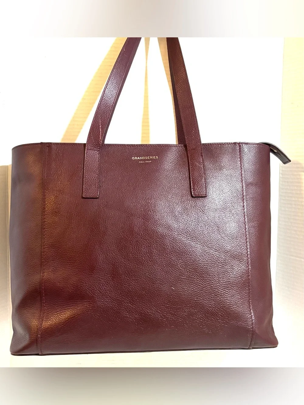 Grandserires Burgundy Leather Tote Bag